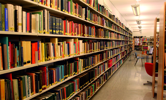 Library book stacks